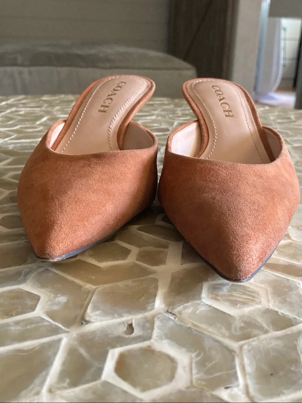 SOLD! Coach Renn Suede Mule in ‘Burnished Amber’ (5.5)